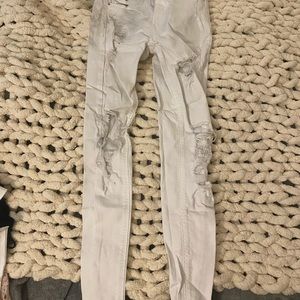 Womens high wasted white ripped jeans